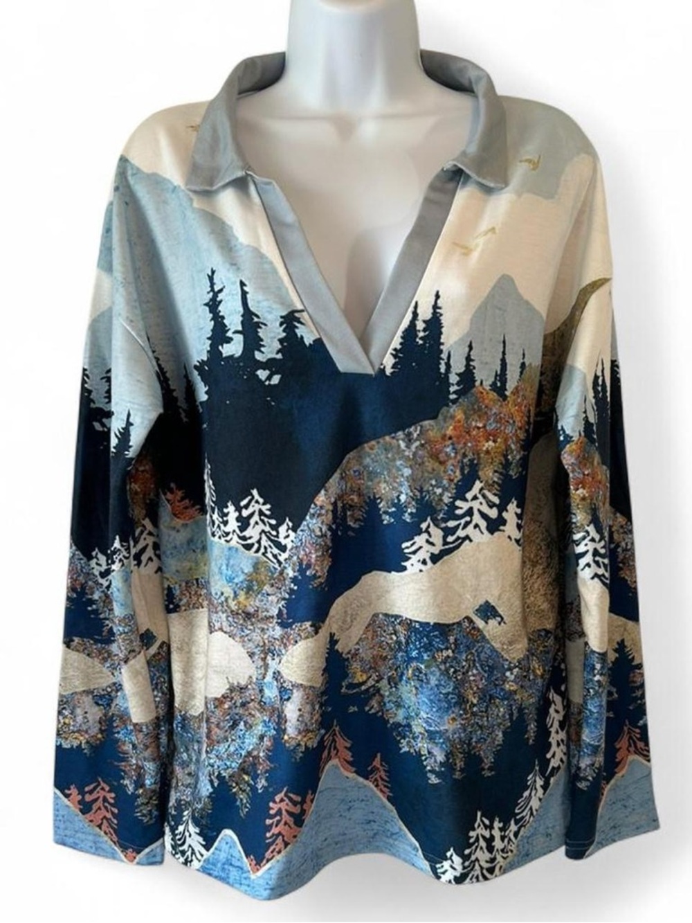 Vintage 70s Retro Hippie Bohemian Woodstock Jiana Landscape Scenery Top